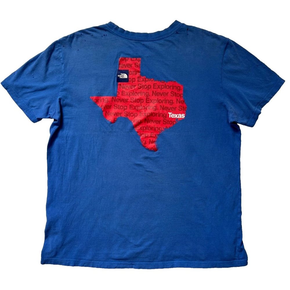 Blue & Red North Face Never Stop Exploring Texas XL T-Shirt well worn - see pics